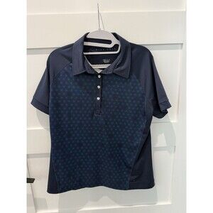 Nike Golf Dri Fit Polo Shirt Geometric  Stretch Blue  Womens Large L